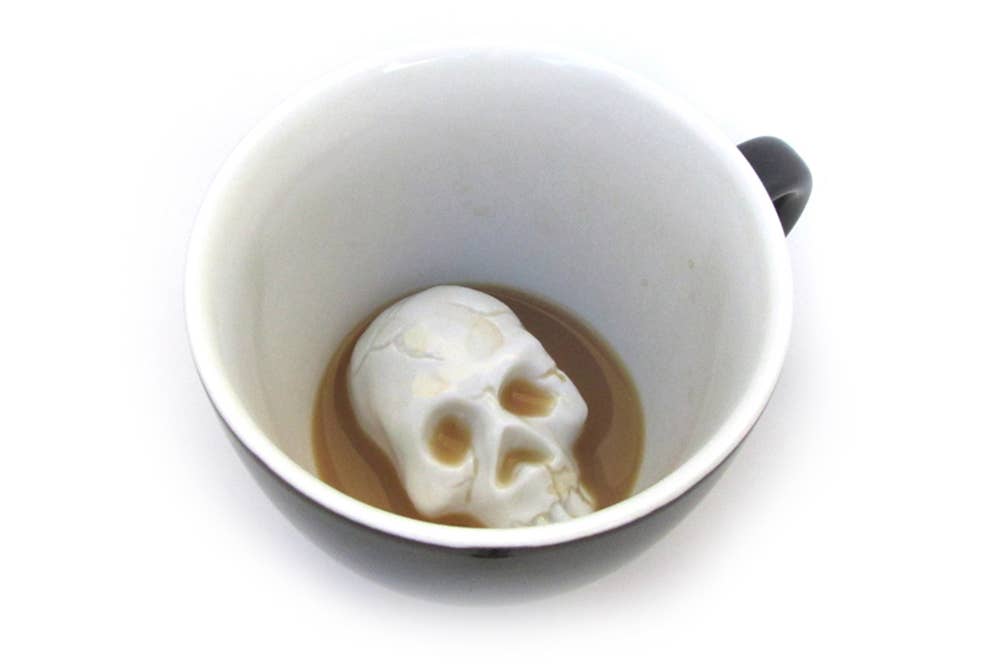 Skull 11 oz. Creepy Cup (Black) Ceramic Coffee Mug Gift