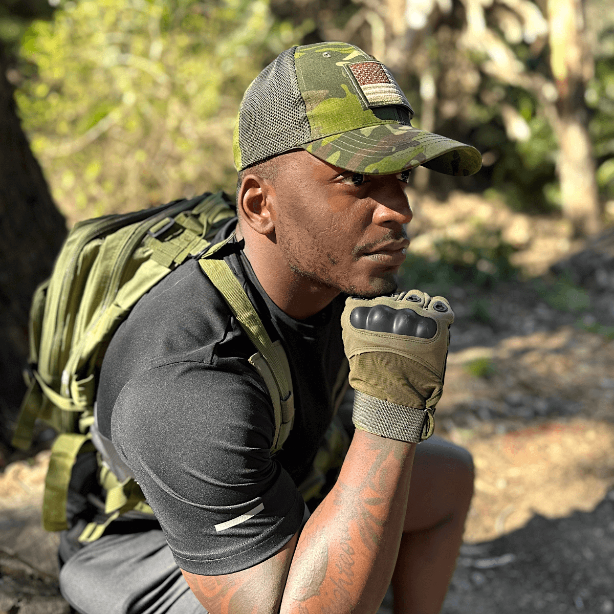 Military-Style Tactical Patch Hat with Adjustable Strap
