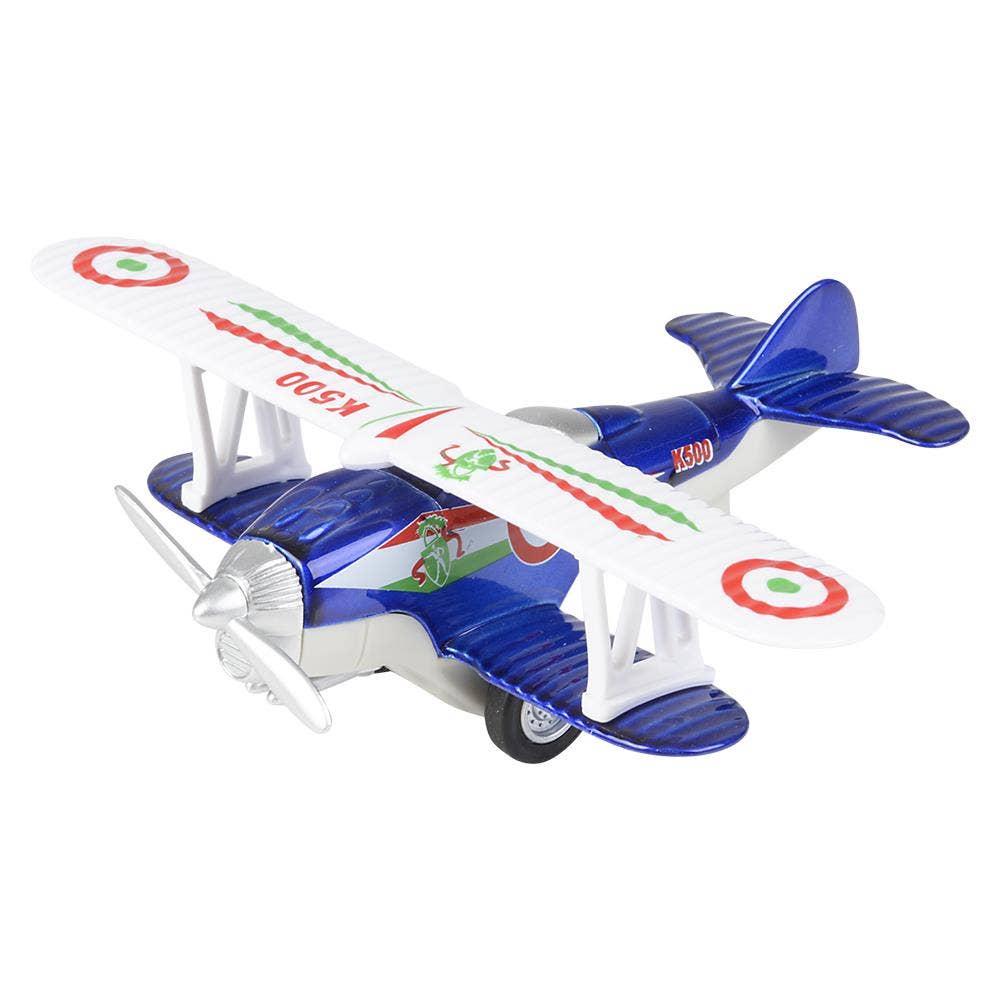 5.25" Diecast Pull Back Classic Biplane