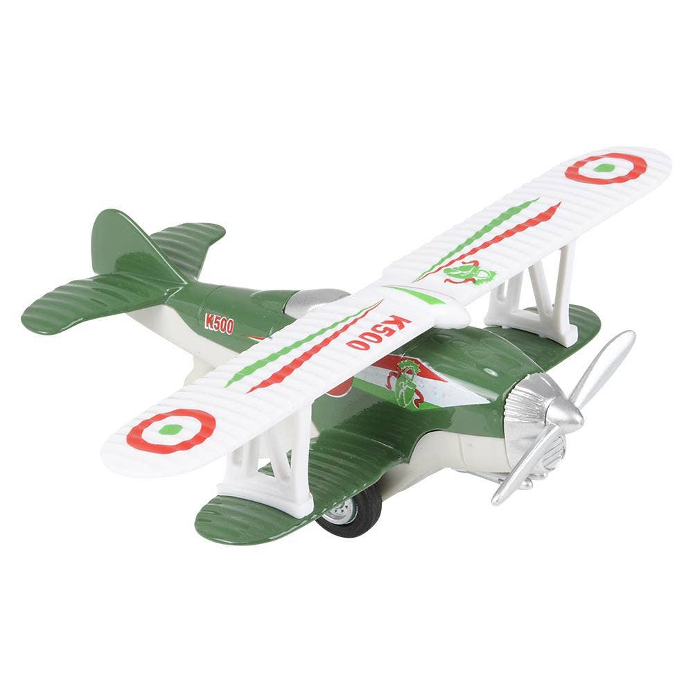 5.25" Diecast Pull Back Classic Biplane