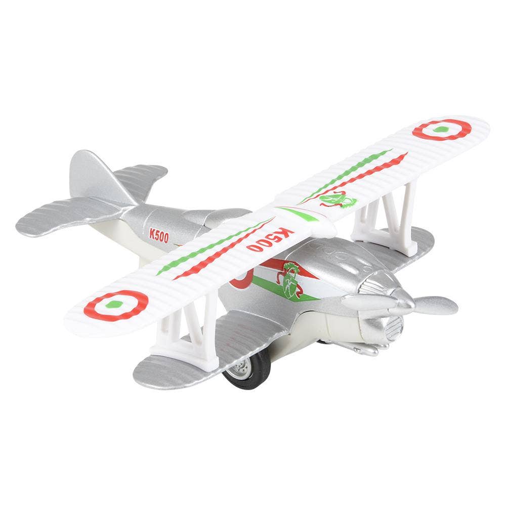 5.25" Diecast Pull Back Classic Biplane