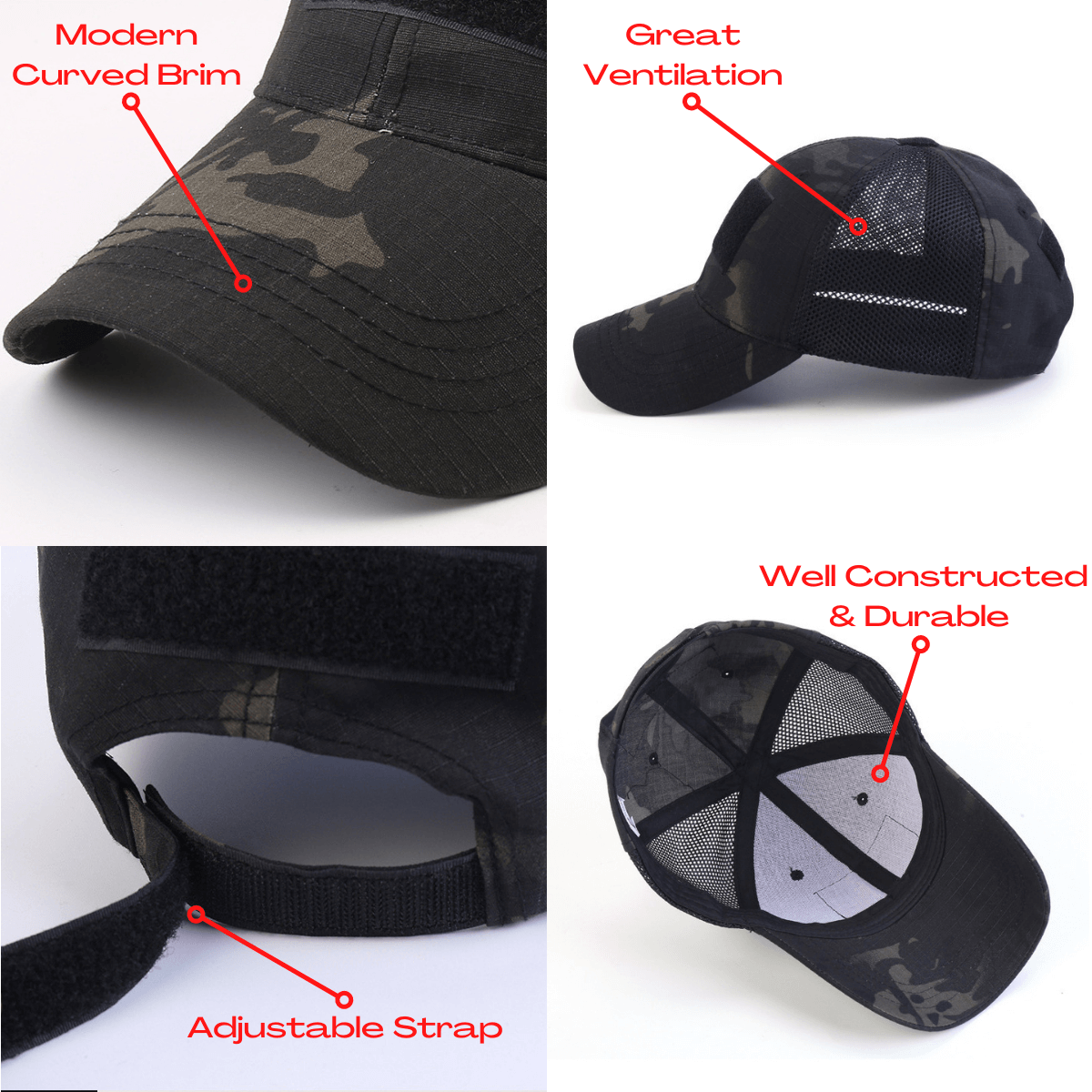 Military-Style Tactical Patch Hat with Adjustable Strap