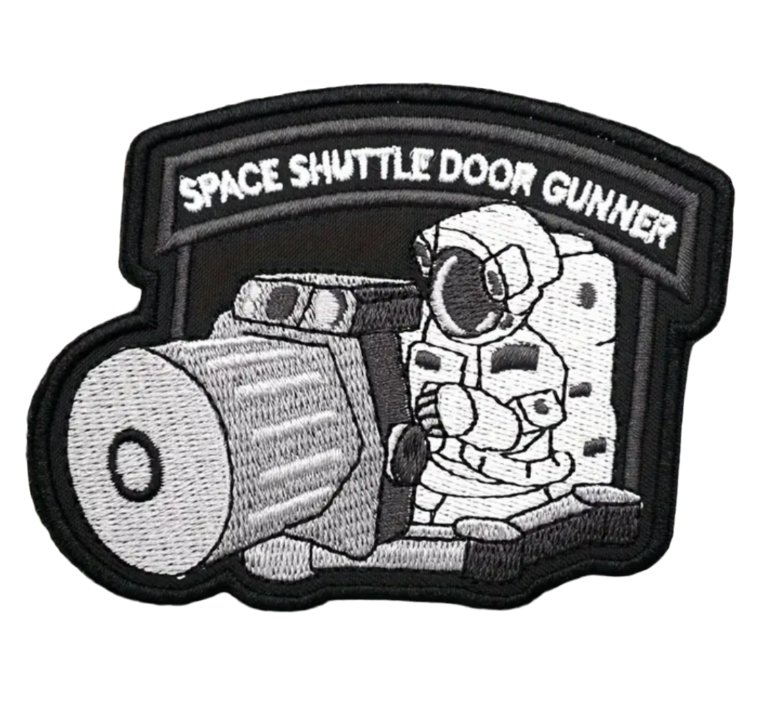 Space Shuttle Door Gunner Embroidered Patch with Hook and Loop Backing