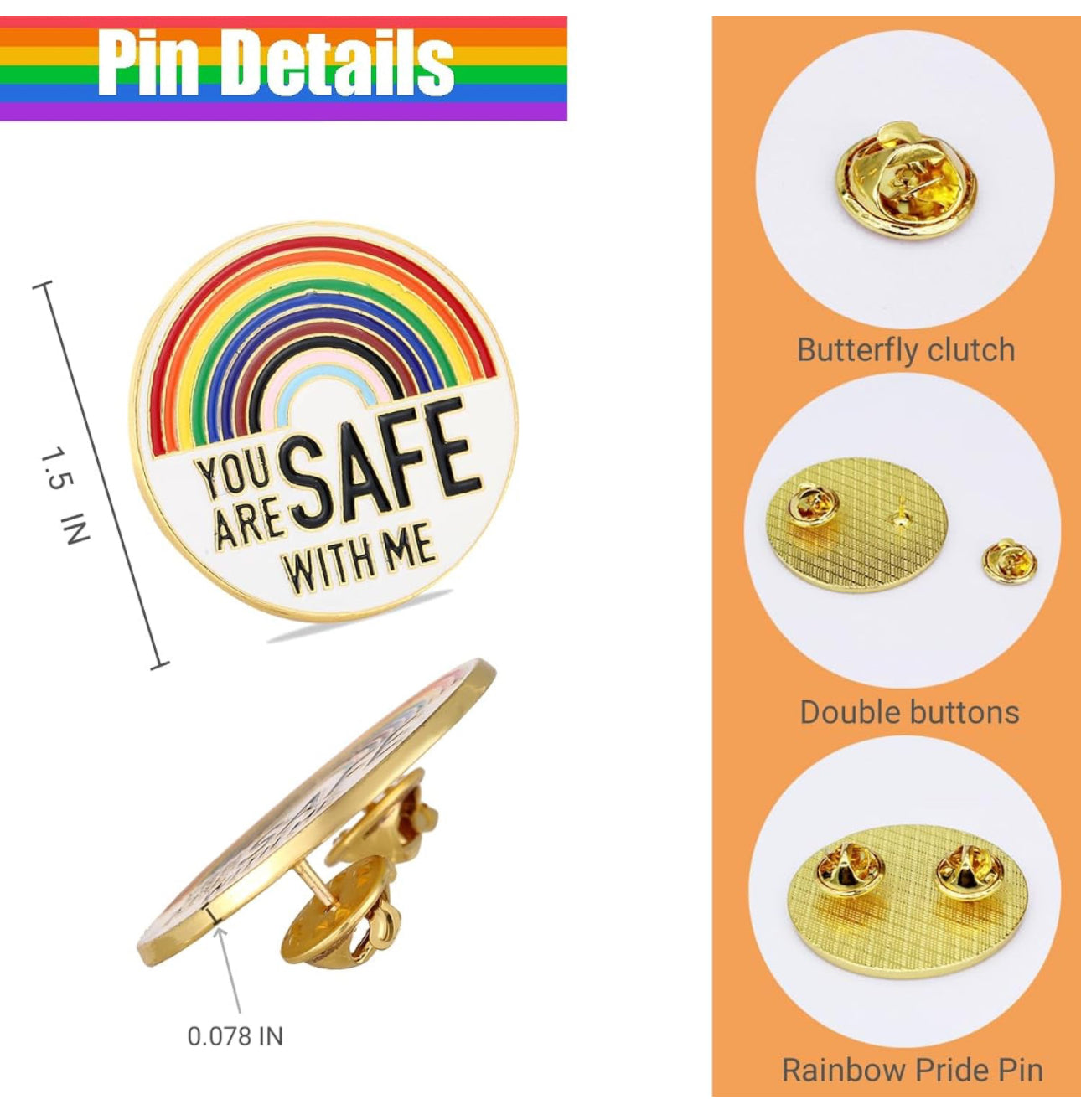 You are Safe with Me Pride Enamel Lapel Pin