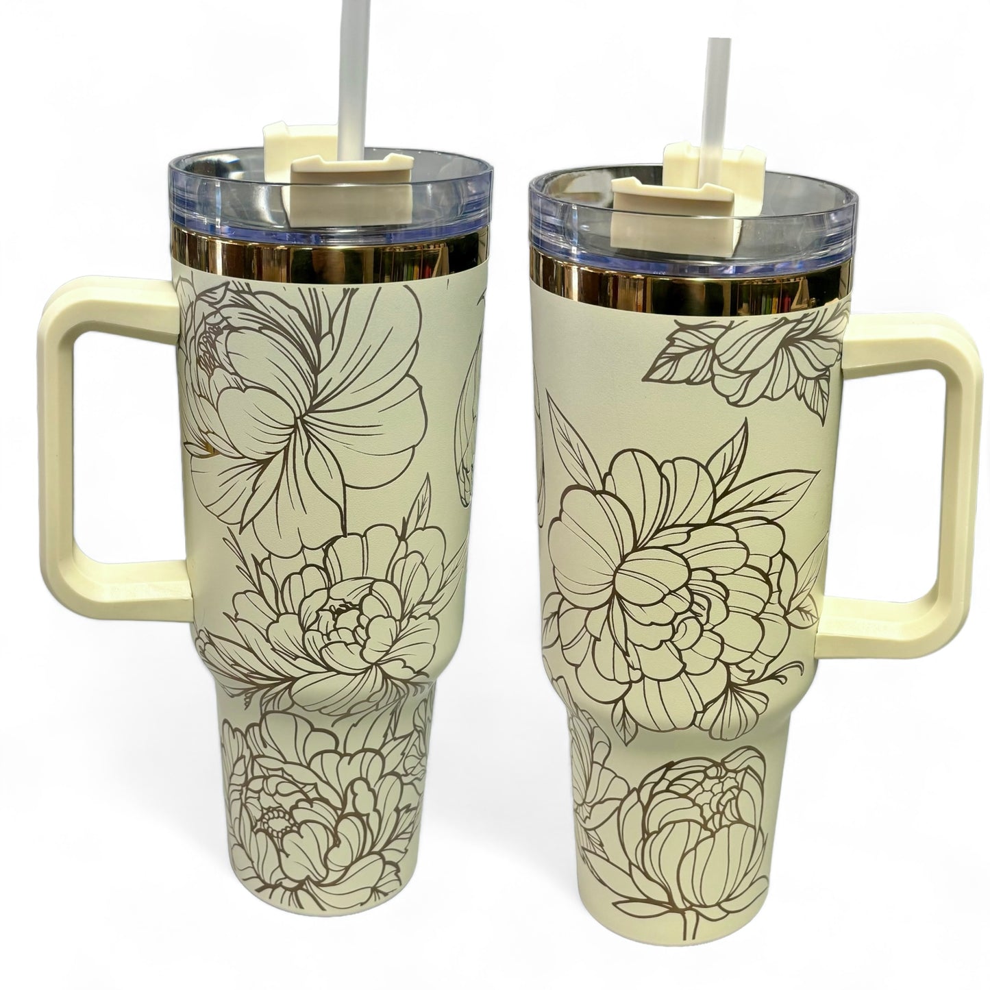Peonies Engraved Car Cup