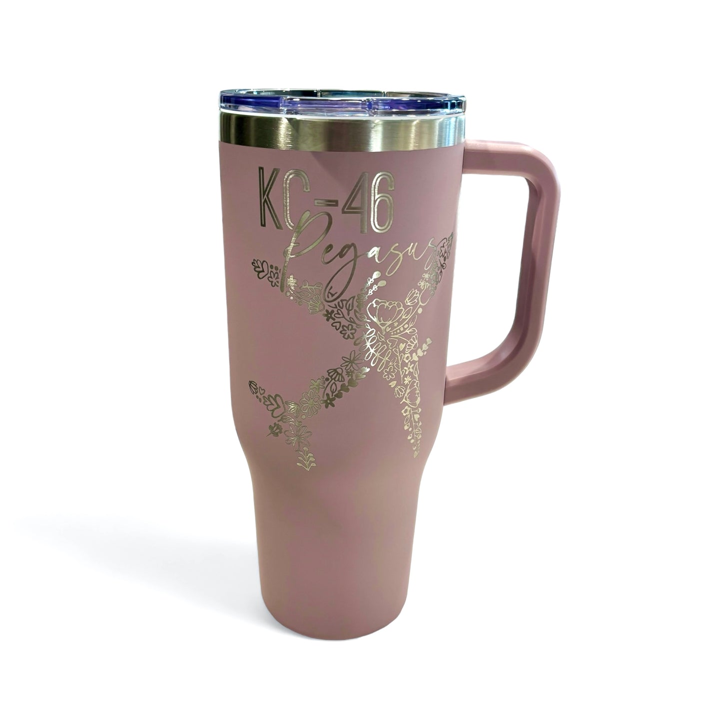 Floral KC-46 Pegasus 40oz. Engraved Car Cup