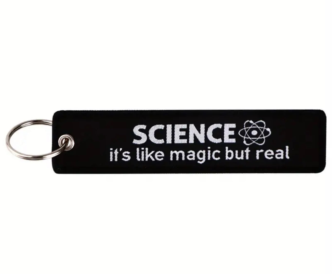Science, It’s Like Magic, But Real Embroidered Ribbon Keychain