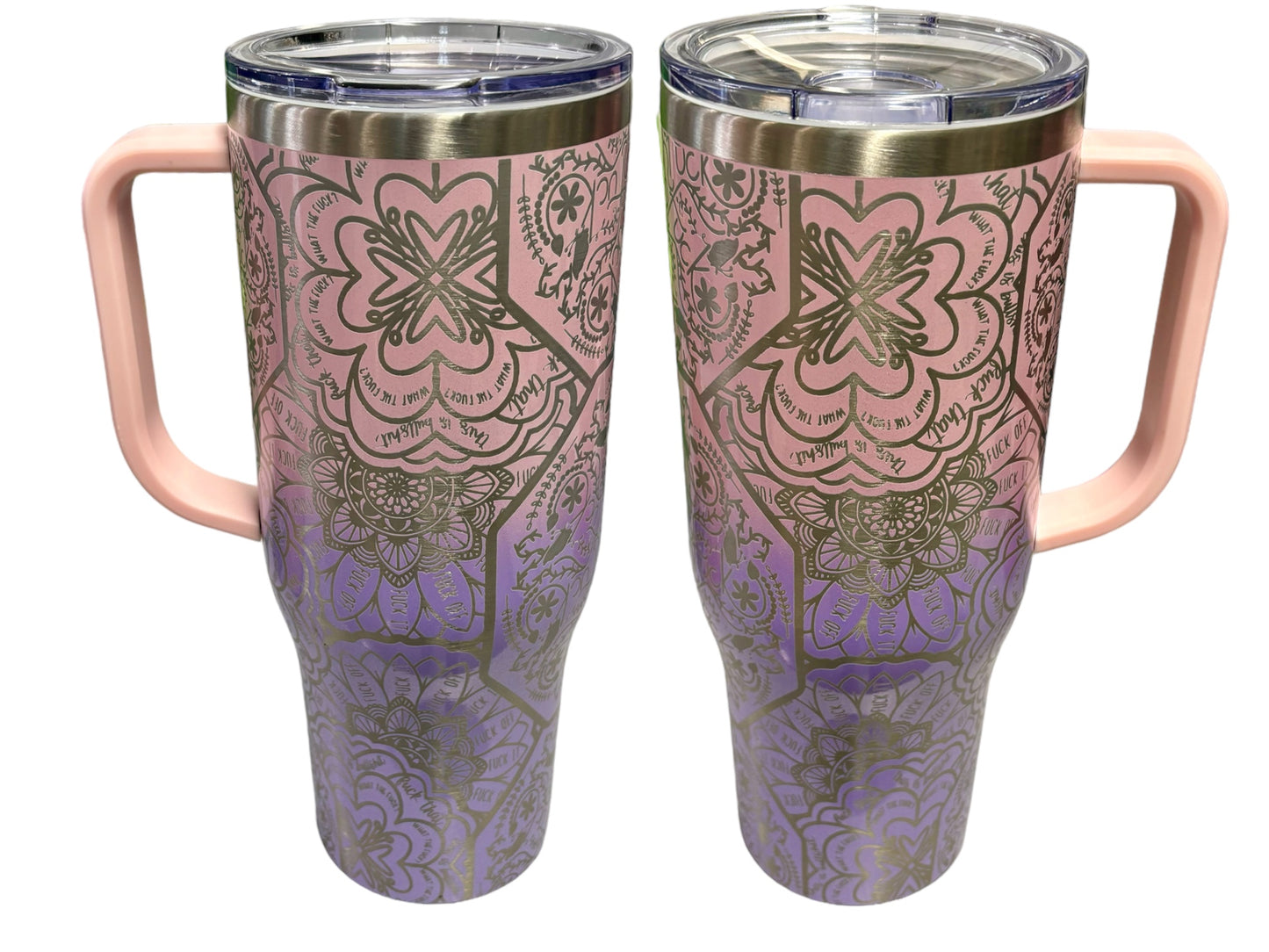 Cuss Words Mandala Engraved Car Cup
