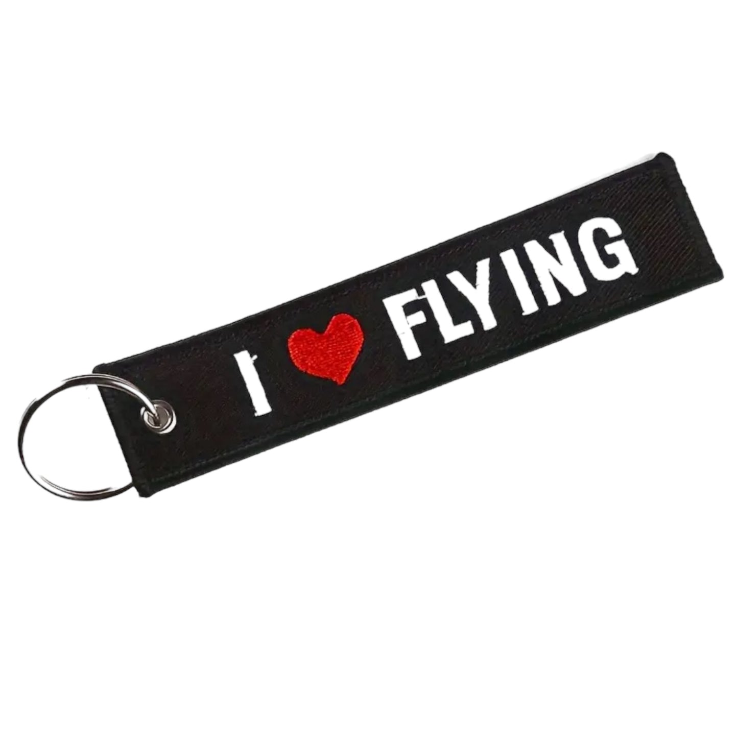 I Love Flying Embroidered Ribbon Keychain