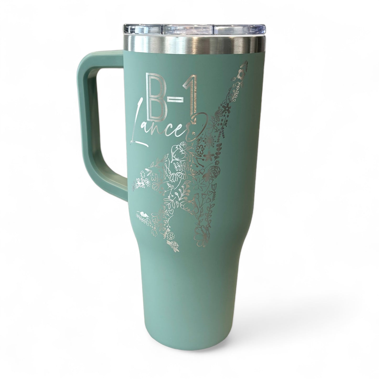 Floral B-1 Lancer 40oz. Engraved Car Cup