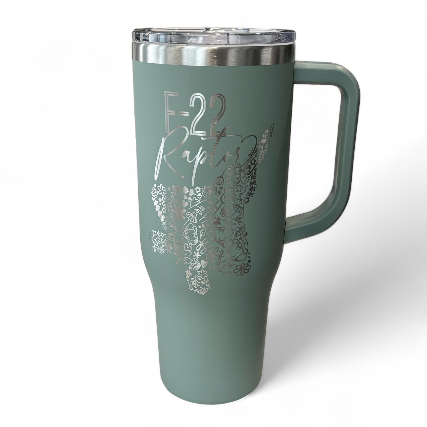 Floral F-22 Raptor 40oz. Engraved Car Cup