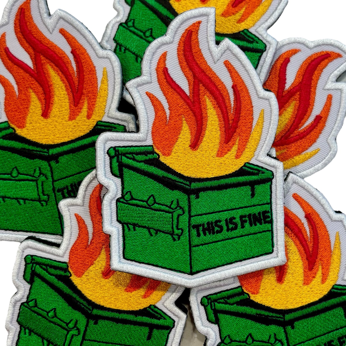 Dumpster Fire This is Fine Embroidered Patch with Hook and Loop Backing