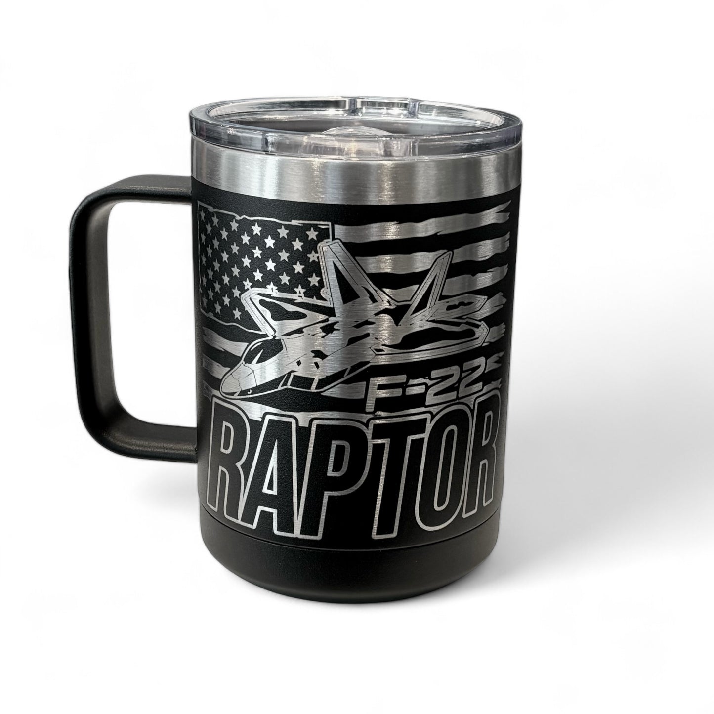 F-22 Raptor Flag Engraved Mug