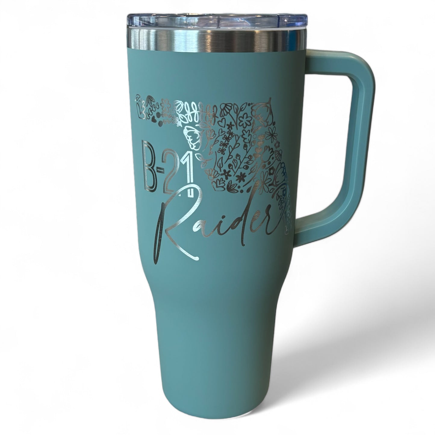 Floral B-21 Raider 40oz. Engraved Car Cup