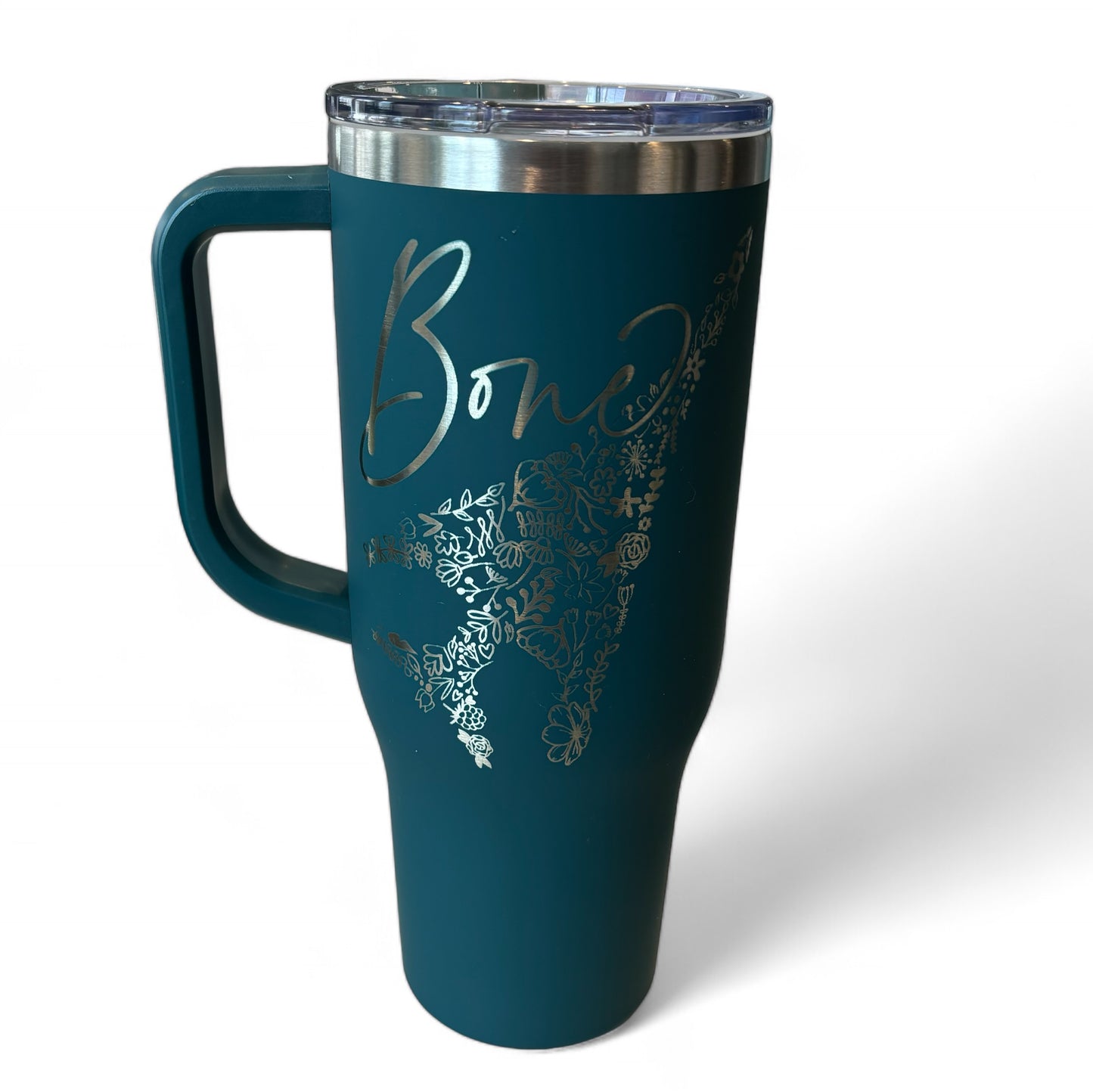 Floral B-1 Lancer 40oz. Engraved Car Cup