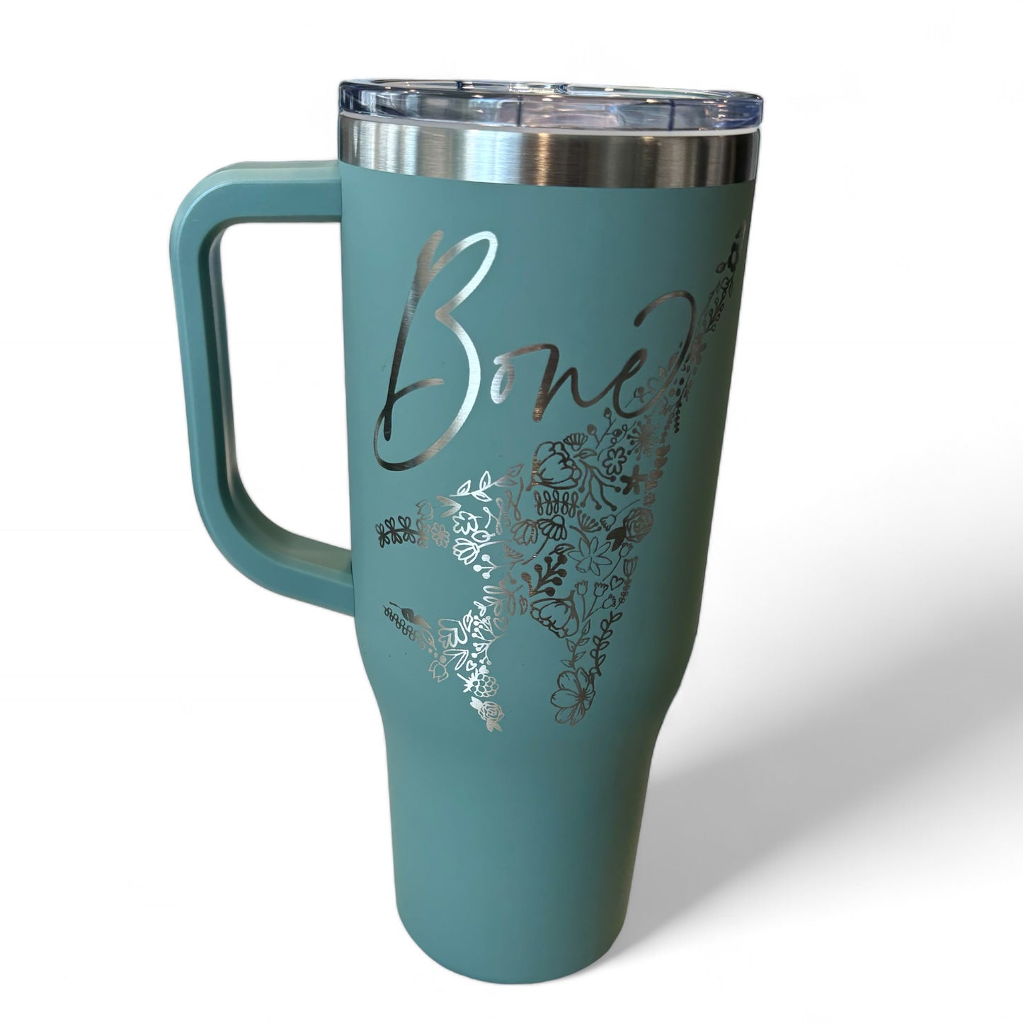 Floral B-1 Lancer 40oz. Engraved Car Cup