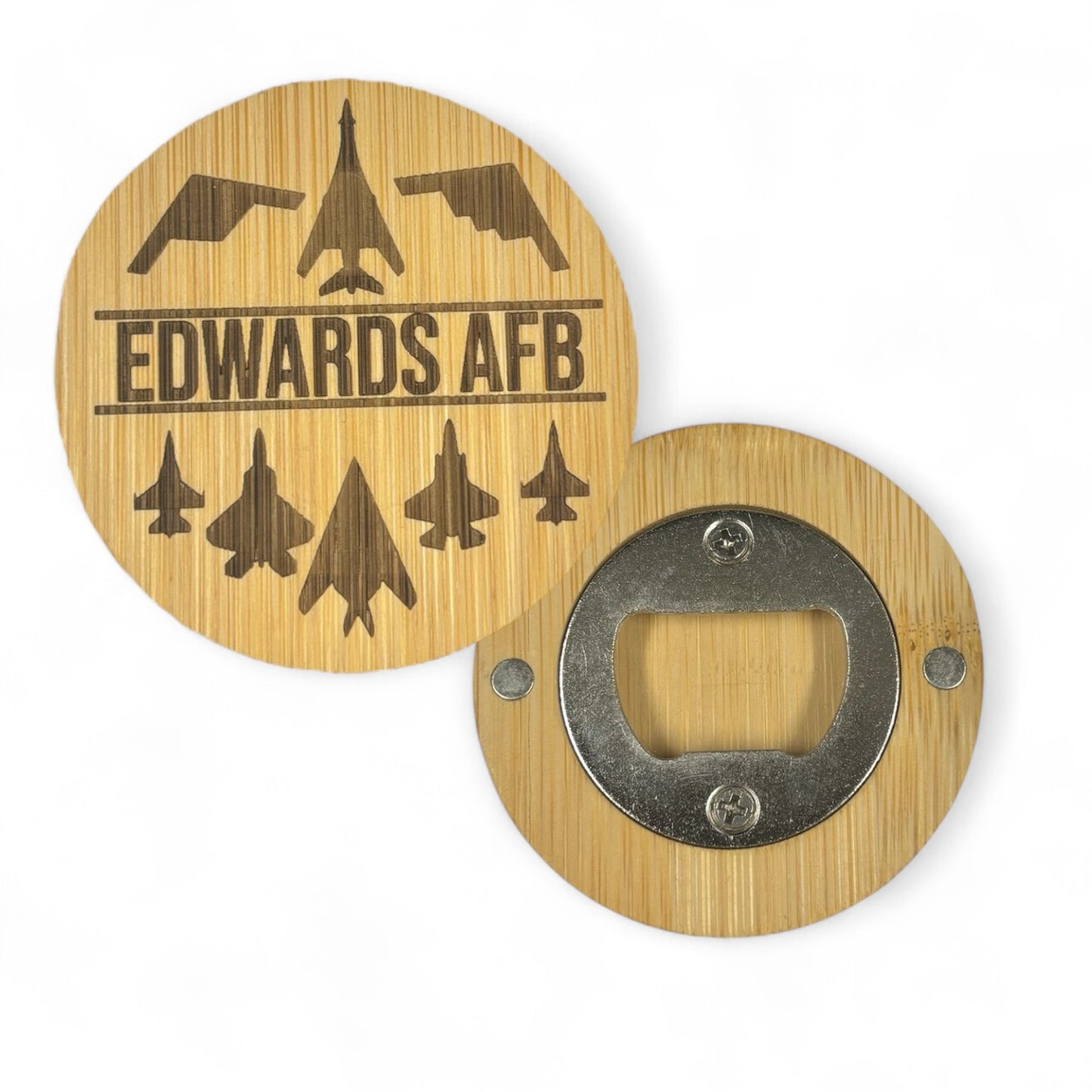 Edwards Aviation Bamboo Bottle Opener Magnet