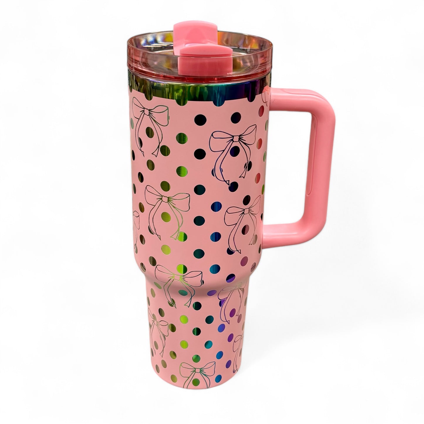 Coquette Bows and Polka Dots Engraved Car Cup