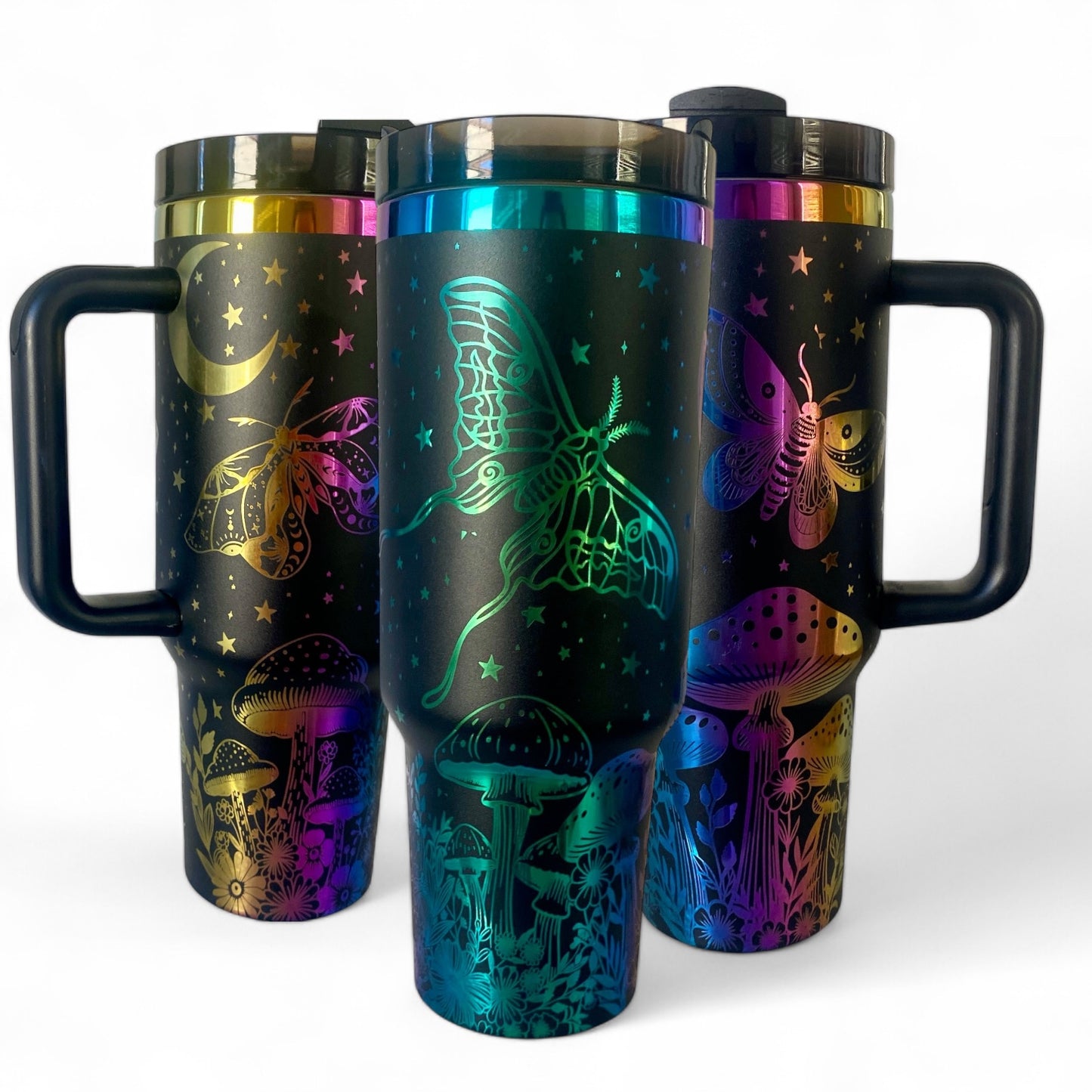 Moonlit Moths Engraved Car Cup