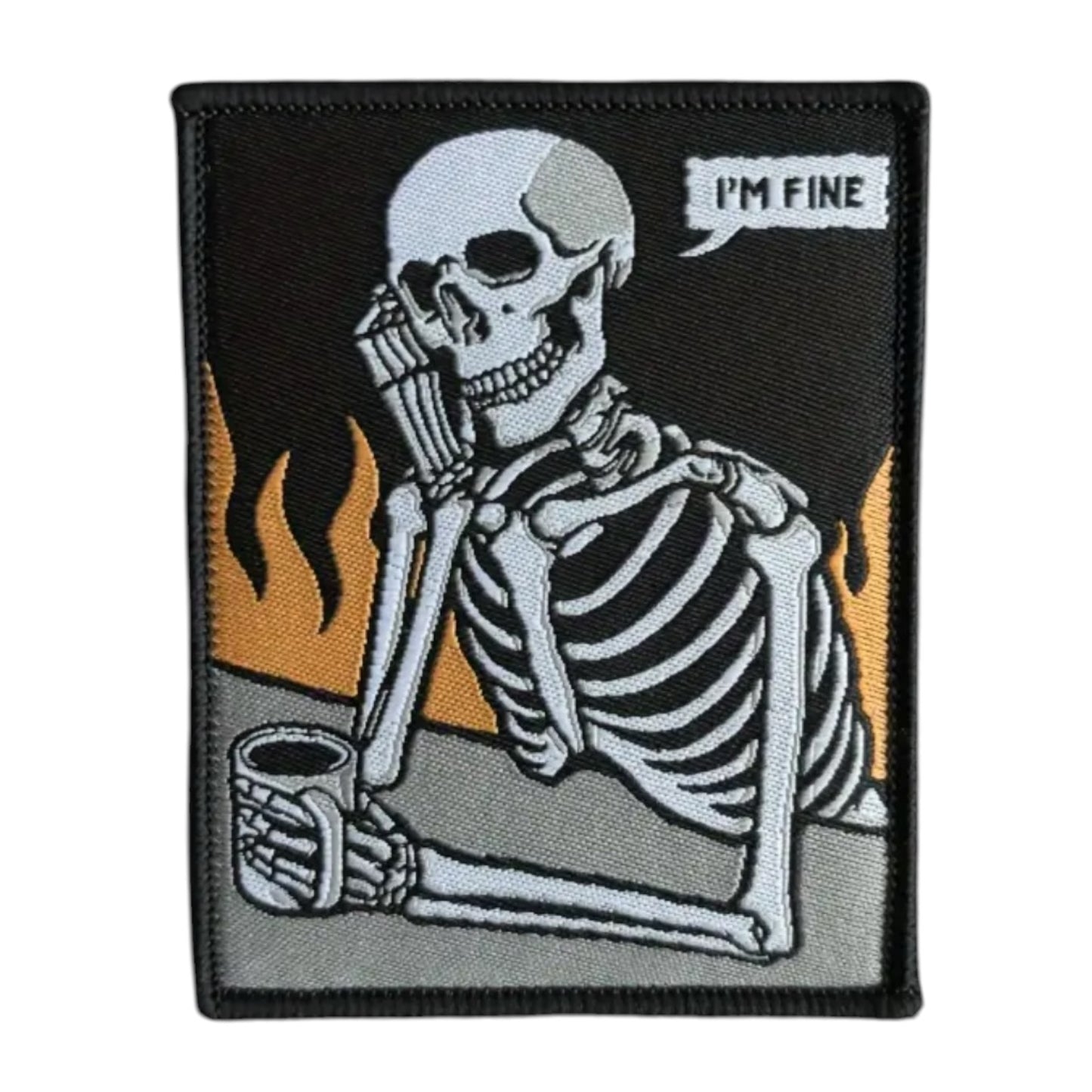 I’m Fine Skeleton Embroidered Patch with Hook and Loop Backing