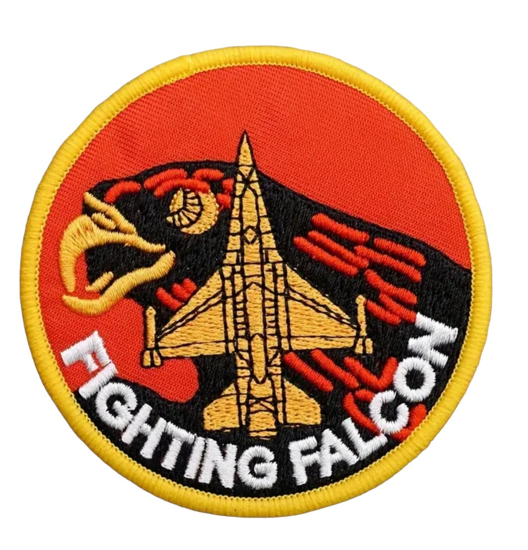 F-16 Fighting Round Logo Embroidered Patch Hook and Loop