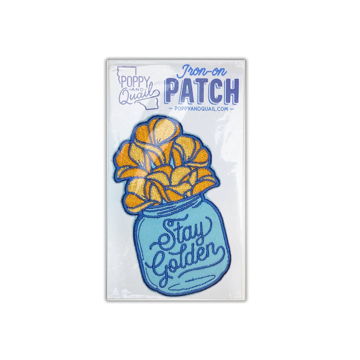 Mason Poppy Patch - Iron On Backing