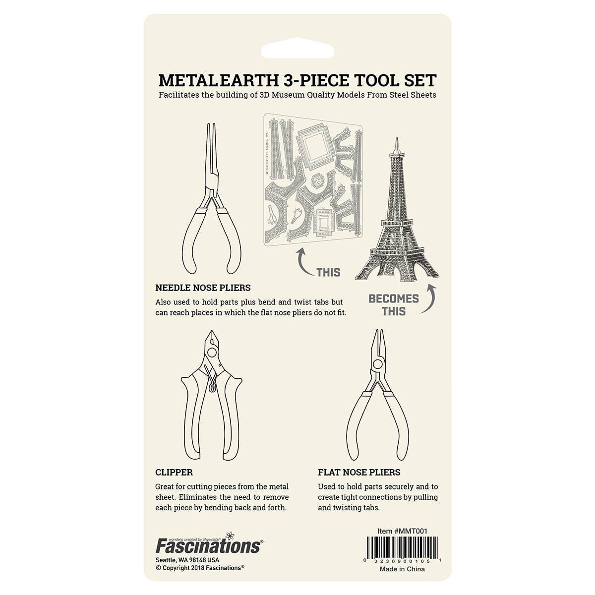 Metal Earth 3-Piece Tool Kit Clippers, Flat Nose Pliers, Needle Nose