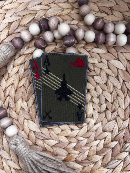 Fighter jet card deck- embroidery hook and loop backing patch