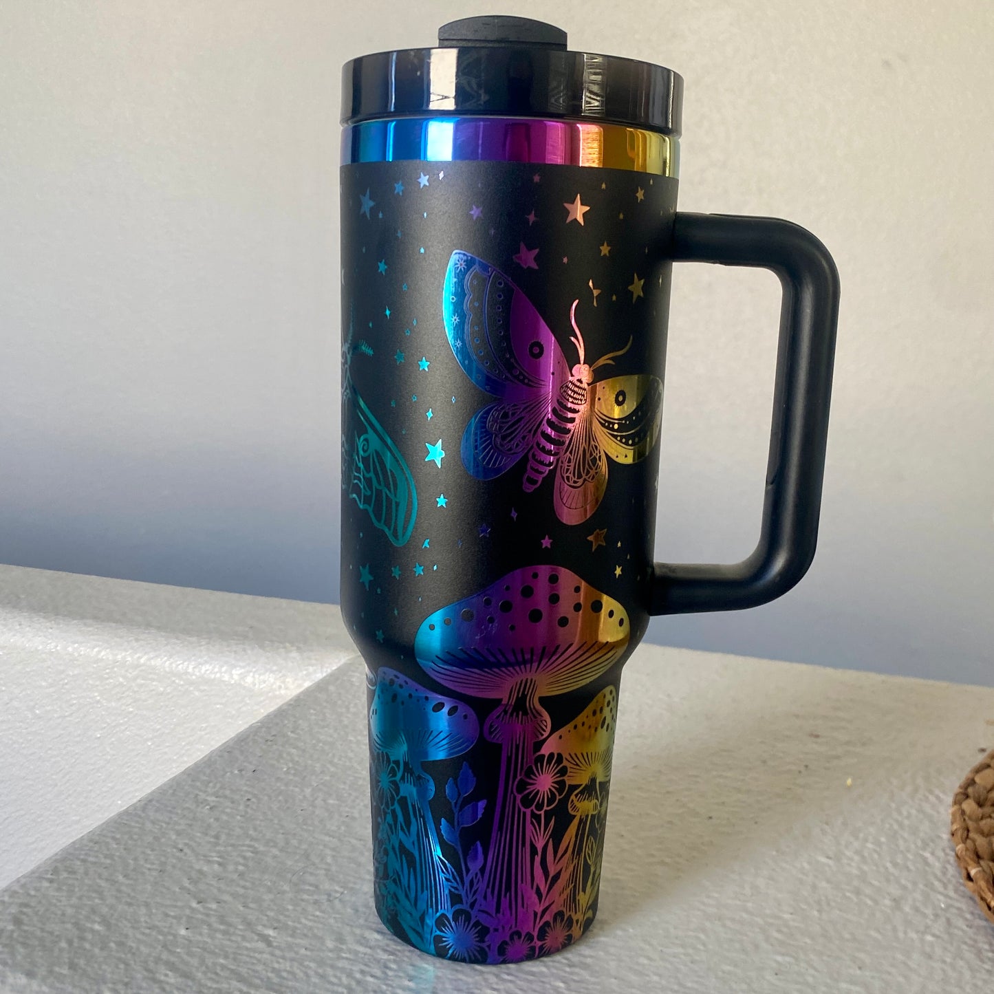 Moonlit Moths Engraved Car Cup