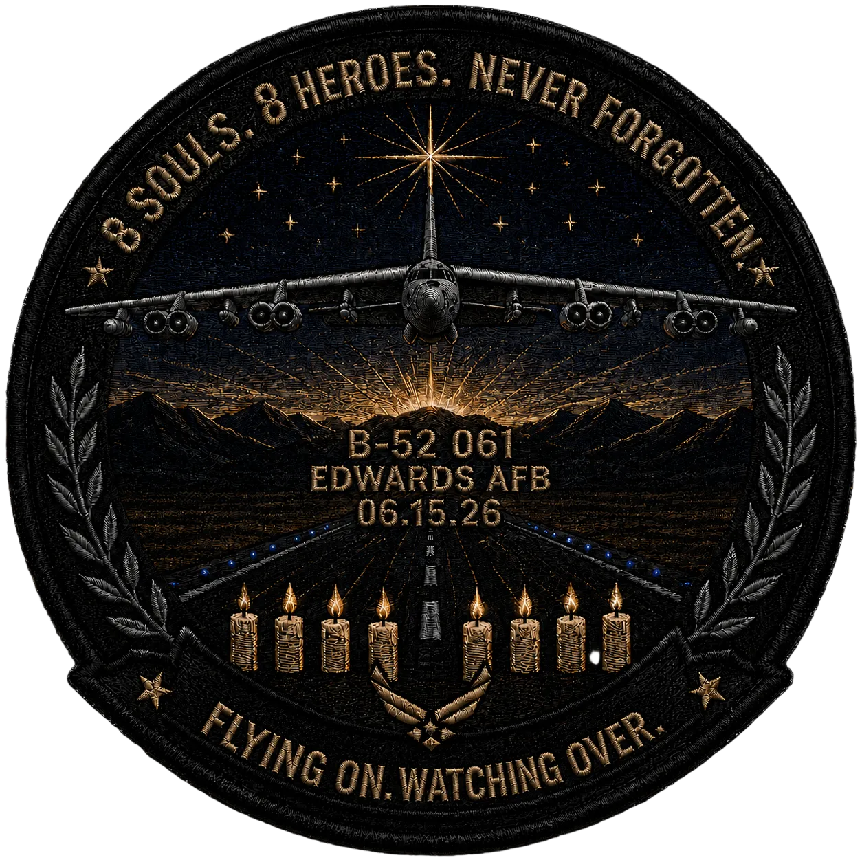 B-52 memorial patch embroidered hook and loop