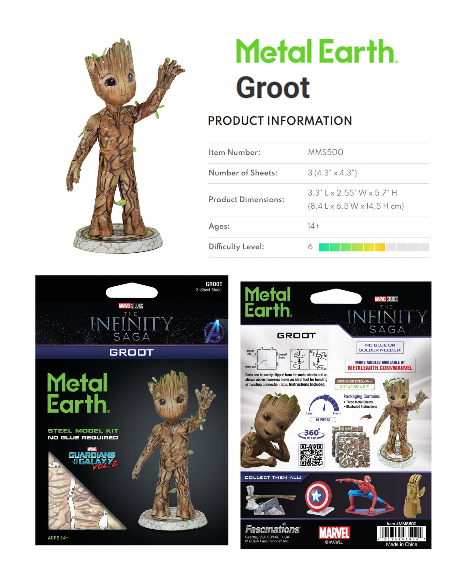 Groot Metal Earth Model Kit