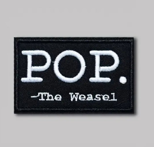 Pop Goes the Weasel Embroidered Patch with Hook and Loop Backing