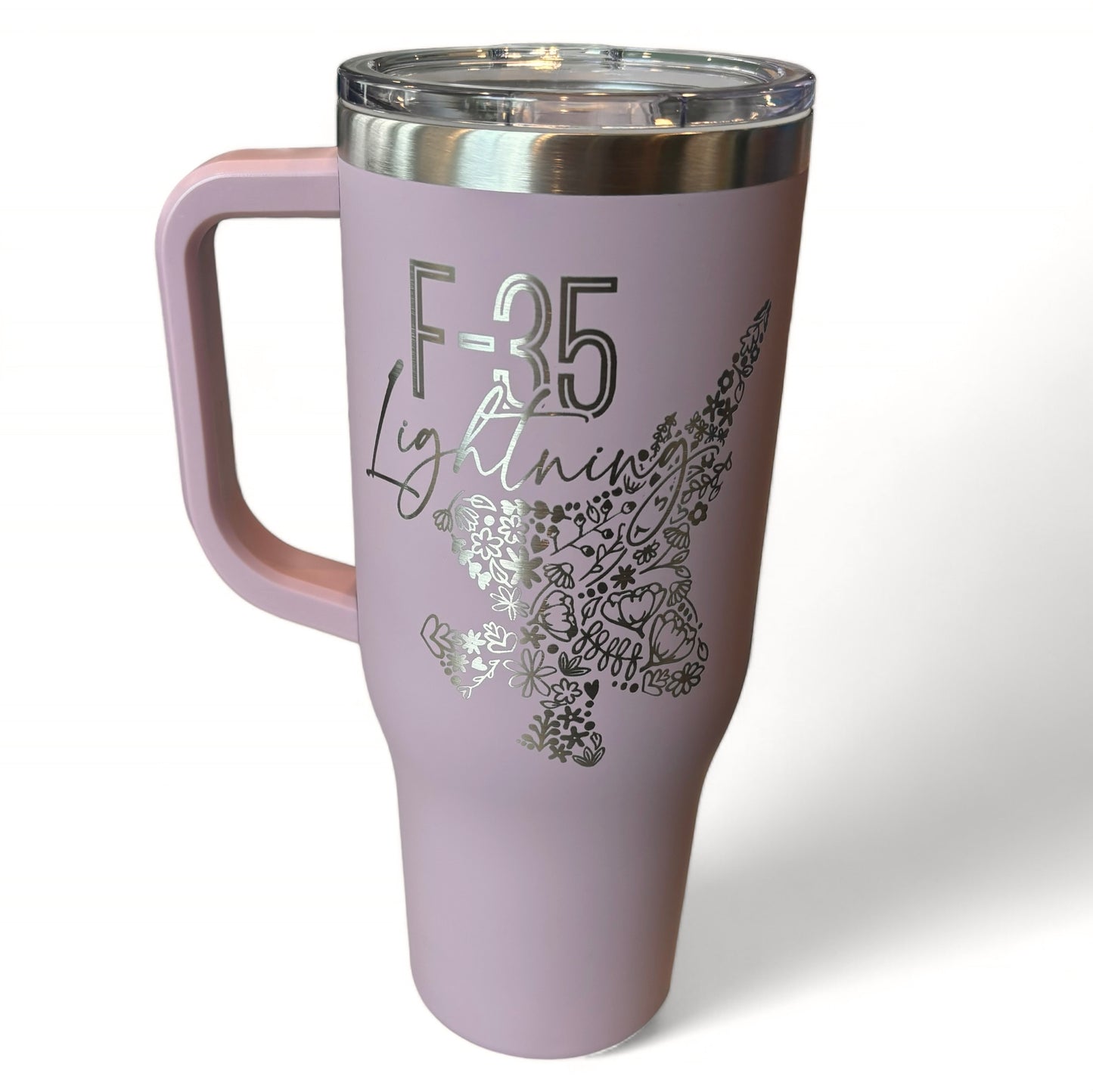 Floral F-35 Lightning 40oz. Engraved Car Cup