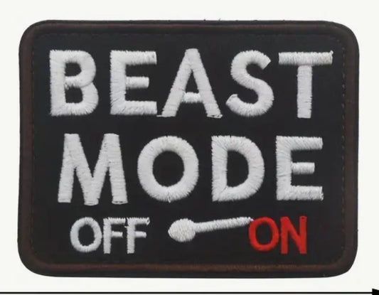 Beast Mode Embroidered Patch with Hook and Loop Backing