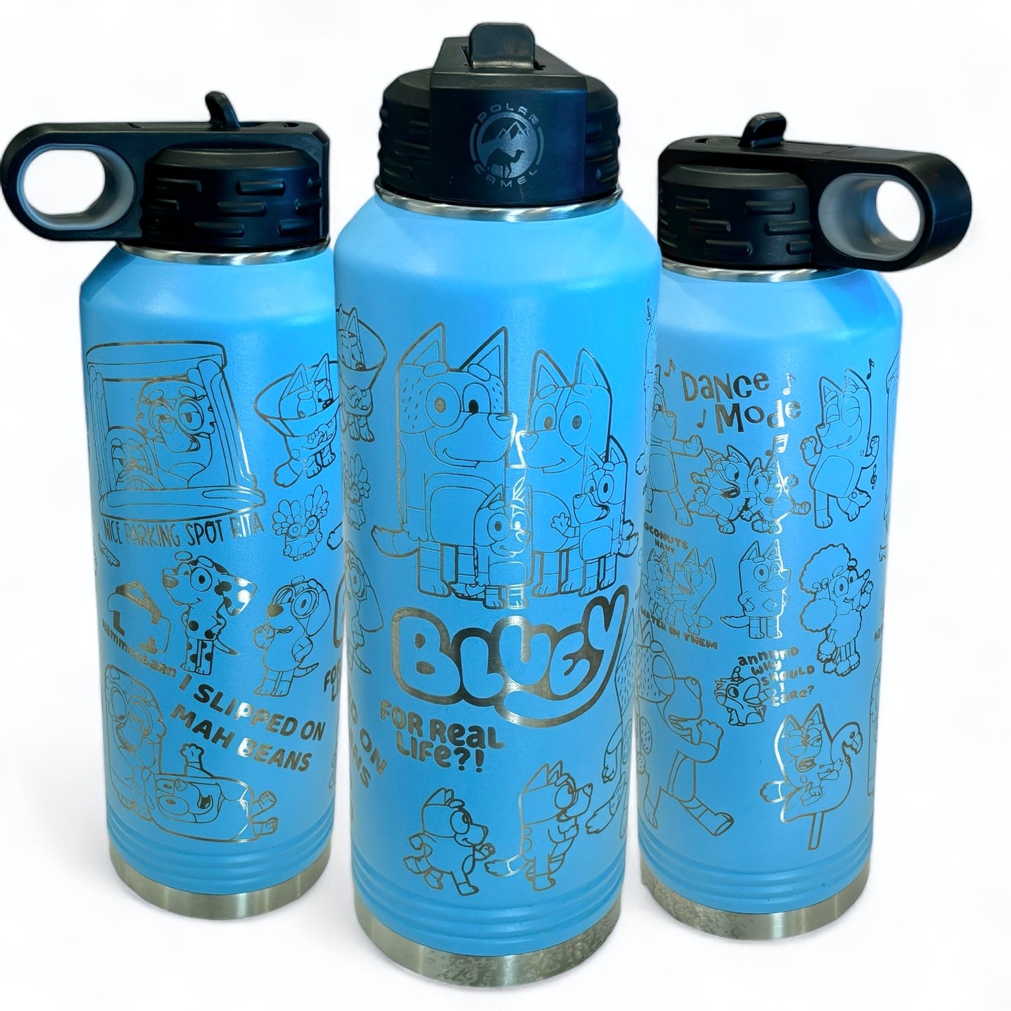 Blue Pup Engraved Water Bottle