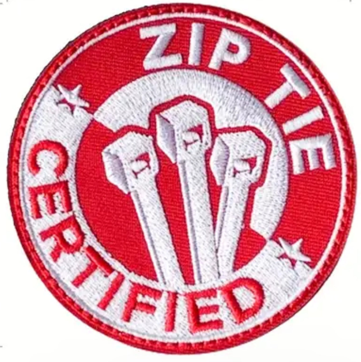 Zip Tie Certified Embroidered Patch with Hook and Loop Backing