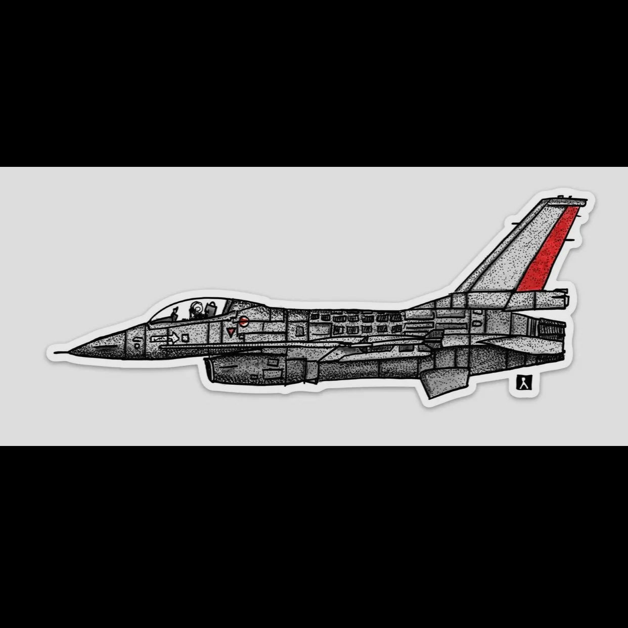 F-16 Fighting Falcon Sketch Side View Sticker