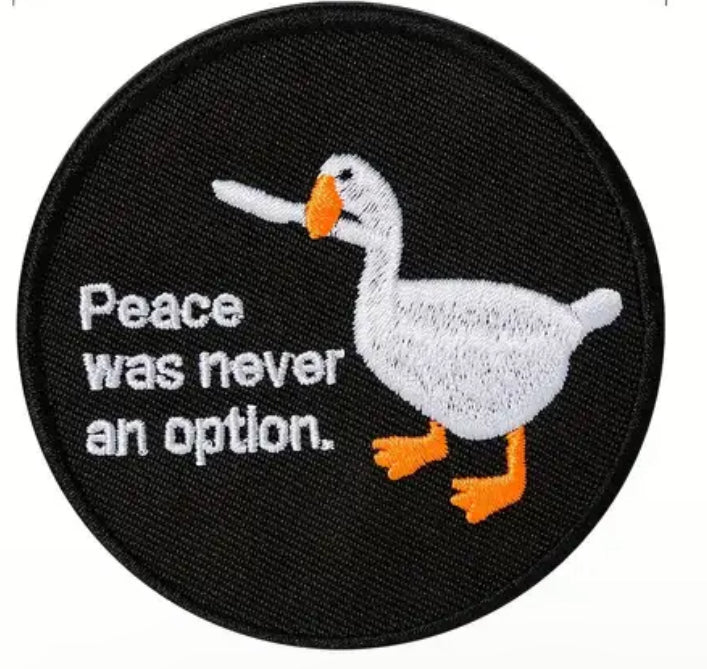 Peace Was Never An Option Embroidered Patch with Hook and Loop Backing