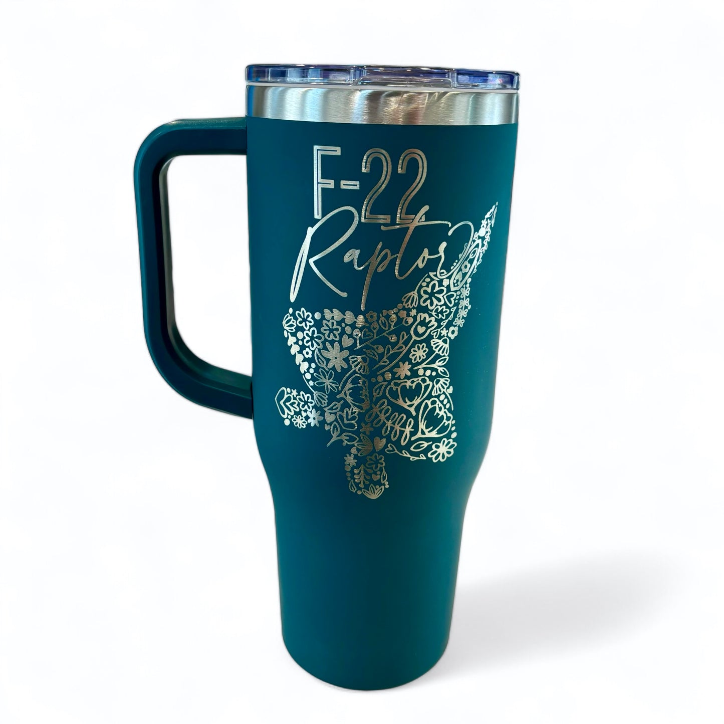 Floral F-22 Raptor 40oz. Engraved Car Cup