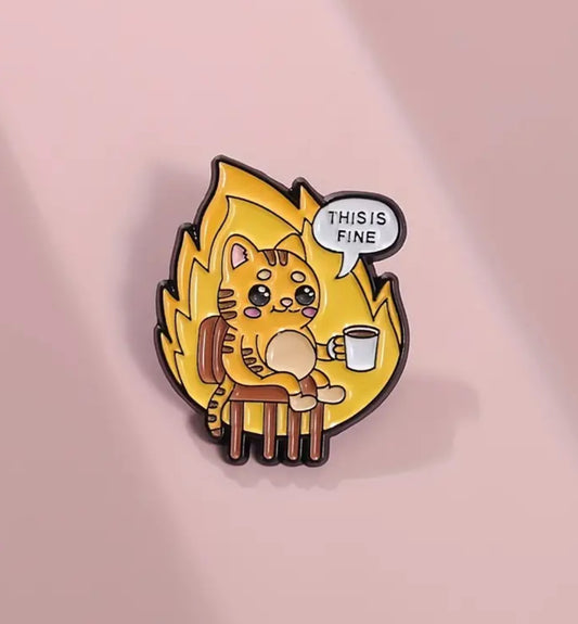 This is Fine Cat Enamel Lapel Pin