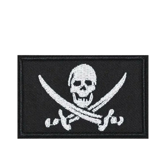 Jolly Roger Embroidered Patch with Hook and Loop Backing