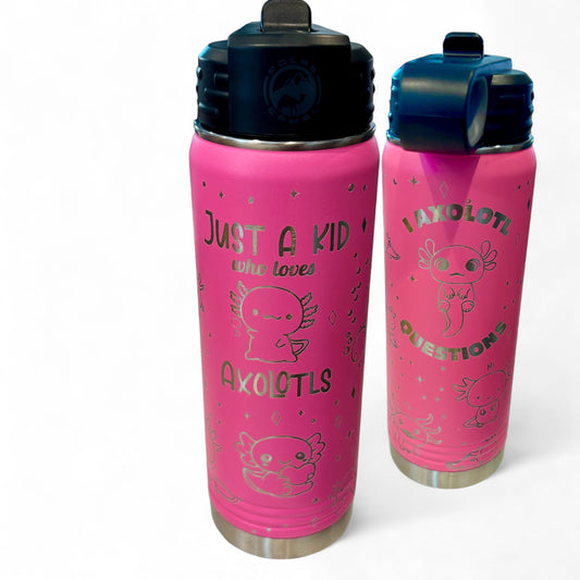 Axolotl 20oz Engraved Water Bottle