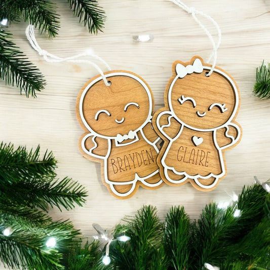 Personalized Gingerbread Boy and Girl Ornament