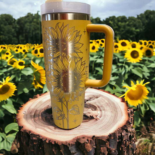 Sunflower Magic Engraved Car Cup