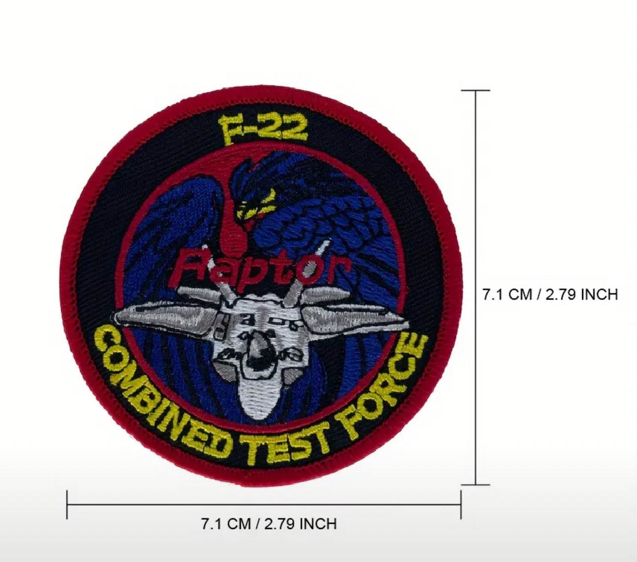 F-22 Raptor Combined Test Force Embroidered Patch - Sew On Backing